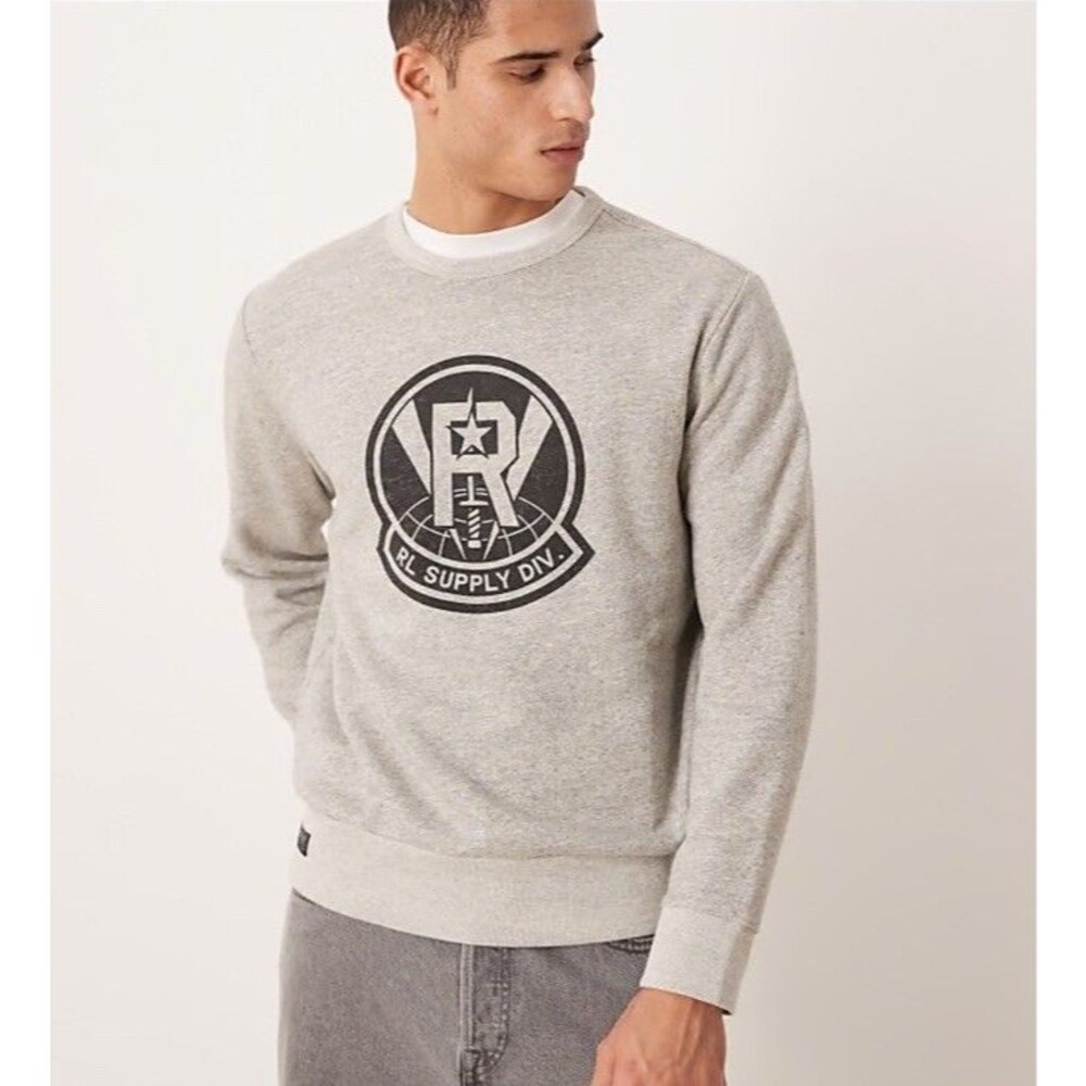 Polo Ralph Lauren RL Supply Division Graphic Sweatshirt Men L Gray NWT $150